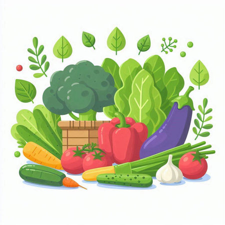 Vegetables vector illustration. Healthy food background. Vegetables vector illustration.のイラスト素材