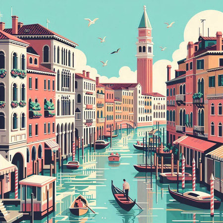 Venice, Italy. Canals of Venice. Vector illustration.のイラスト素材