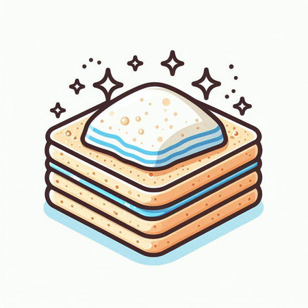 Illustration of a stack of crispbreads on a white backgroundのイラスト素材