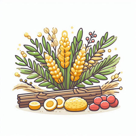 Illustration of a bunch of wheat on a white background. Vector illustrationのイラスト素材