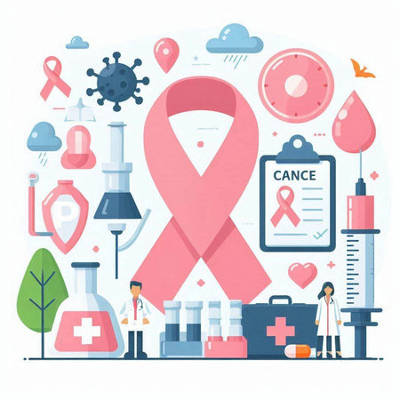 Breast cancer awareness concept. Vector illustration in flat design style.のイラスト素材