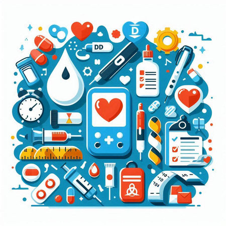 Medicine and health care concept. Medical equipment and tools icons in flat styleのイラスト素材