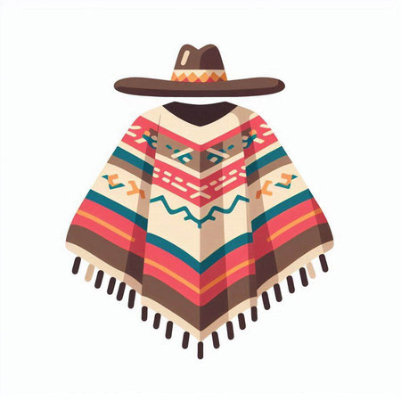 Mexican poncho vector illustration isolated on a white background.のイラスト素材