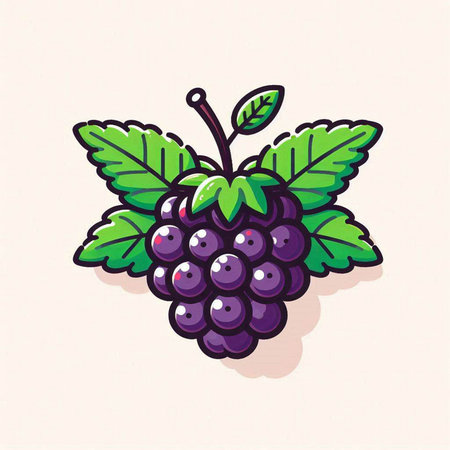 Blackberry fruit with leaves on a light background. Vector illustration.のイラスト素材