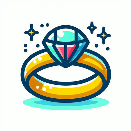 Jewelry ring with diamond. Vector illustration in flat style.のイラスト素材
