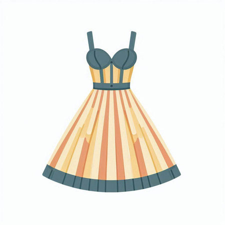 Women's dress isolated on a white background. Vector illustration in cartoon style.のイラスト素材