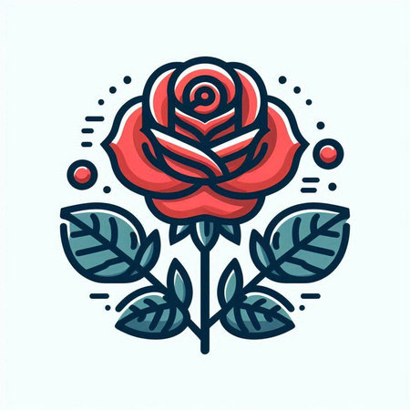 Vector line art rose flower logo, icon, emblem, badge.のイラスト素材