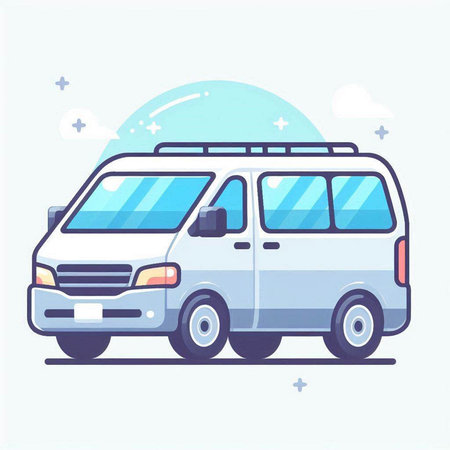 Van in flat style. Vector illustration of a van on a white background.のイラスト素材