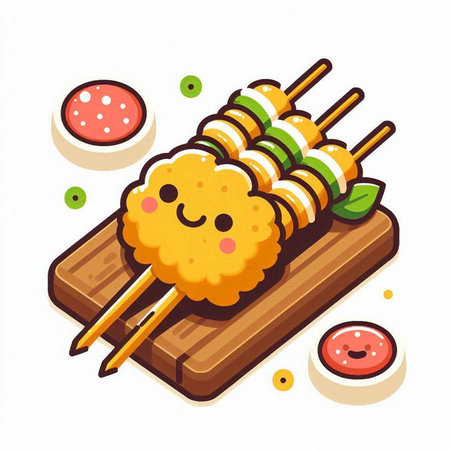 Illustration of japanese food, kawaii sushi rollのイラスト素材