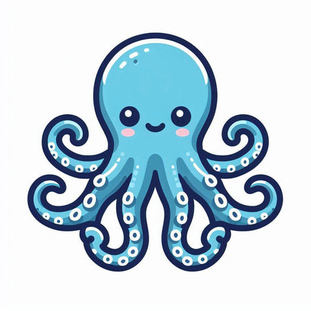 Cute cartoon octopus isolated on white background. Vector illustration.のイラスト素材