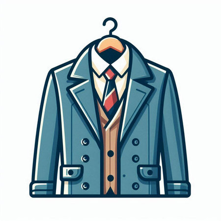 Men's jacket on hanger isolated on white background. Vector illustration.のイラスト素材