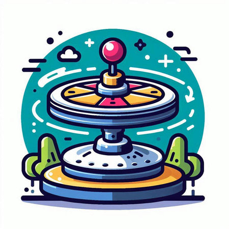 Game wheel vector illustration in flat style. Hand drawn cartoon style.のイラスト素材