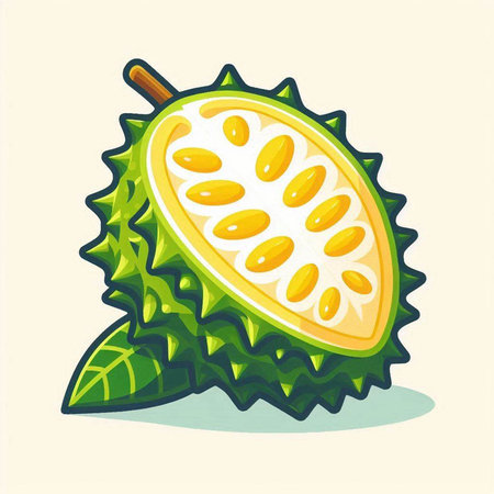 Durian fruit. Vector illustration of durian isolated on white background.のイラスト素材