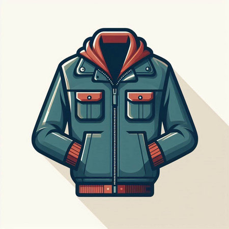 Vector illustration of a jacket with a hood on a white background.のイラスト素材