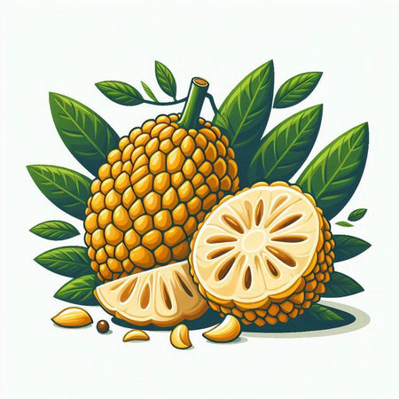 Illustration of tropical fruit on a white background. Vector illustration.のイラスト素材