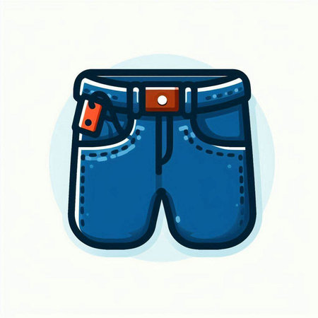 Shorts icon. Vector illustration of a pair of denim shorts.のイラスト素材