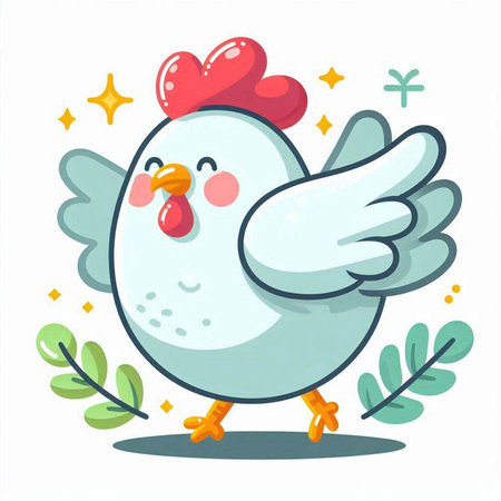 Cute cartoon chicken. Vector illustration isolated on a white background.のイラスト素材