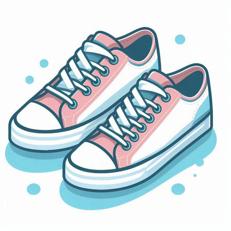 Sneakers with leaves. Vector illustration of sneakers with leaves.のイラスト素材
