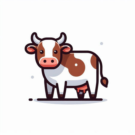Cute cow isolated on white background. Farm animal. Vector illustration.のイラスト素材