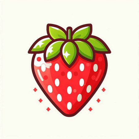 Strawberry icon isolated on white background. Vector illustration in flat style.のイラスト素材