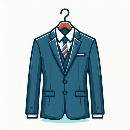 Illustration of a suit on a hanger. Vector illustration.のイラスト素材