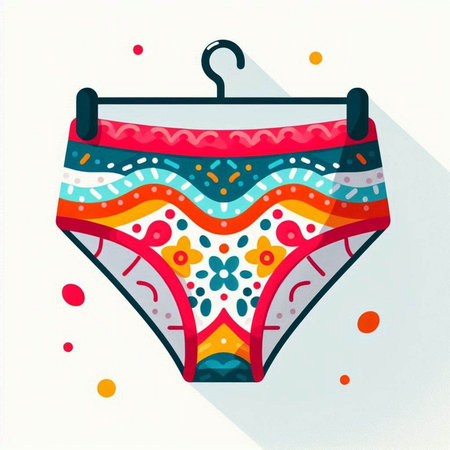 Colorful women's panties on a hanger. Vector illustration.のイラスト素材