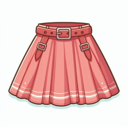 Vector illustration of a pink skirt with a belt on a white backgroundのイラスト素材