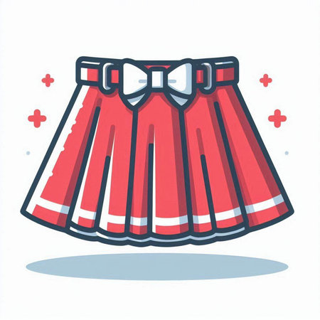 Red skirt with bow on white background. Vector illustration in flat style.のイラスト素材