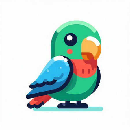 Colorful parrot on white background. Vector illustration in cartoon style.のイラスト素材