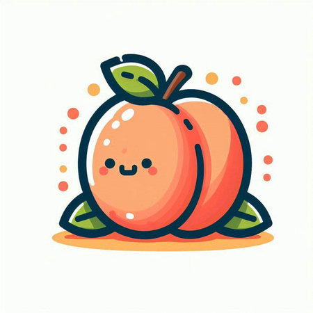 Cute apricot fruit character. Vector illustration in cartoon styleのイラスト素材