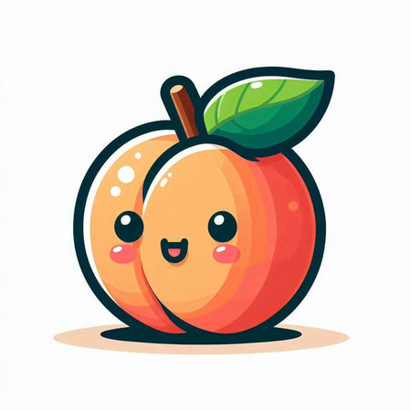 Cute apricot fruit character isolated on white background. Vector illustration.のイラスト素材