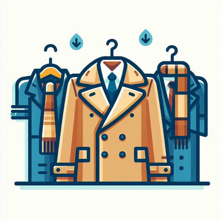 Vector illustration of a coat with a hood and rain drops on a white backgroundのイラスト素材