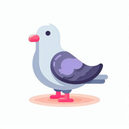 Pigeon on the beach. Vector illustration in flat style.のイラスト素材