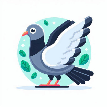 Pigeon on a white background. Vector illustration in flat style.のイラスト素材