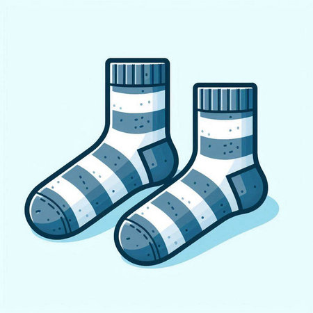 Illustration of a pair of socks on a light blue background.のイラスト素材