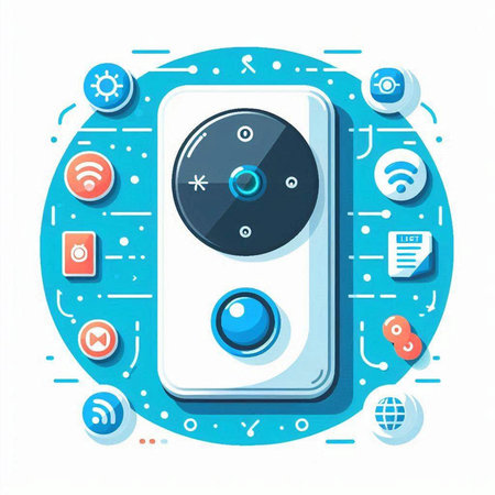 Flat design modern vector illustration concept of remote control with different media icons.のイラスト素材