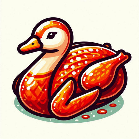 Illustration of a cute duck in cartoon style. Vector illustration.のイラスト素材