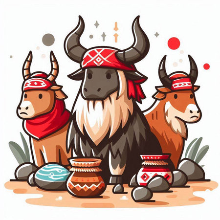 Vector illustration of Chinese zodiac symbol - Ox, Ox, Pig.のイラスト素材