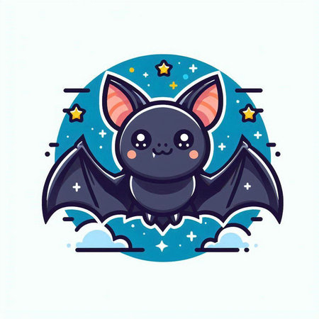 Cute cartoon bat. Vector illustration isolated on a white background.のイラスト素材