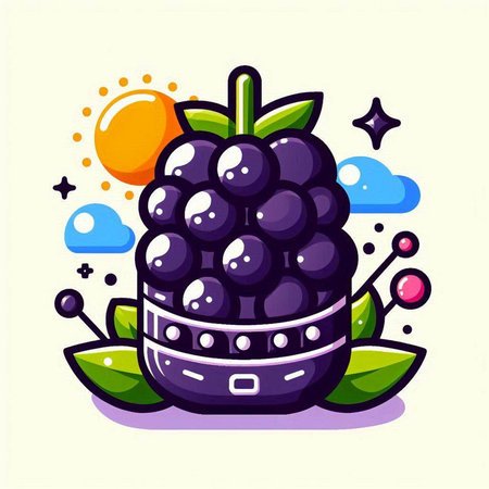 Blackberry fruit logo. Vector illustration of a blackberry logo.のイラスト素材