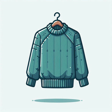 Vector illustration of a winter coat on a hanger in cartoon styleのイラスト素材
