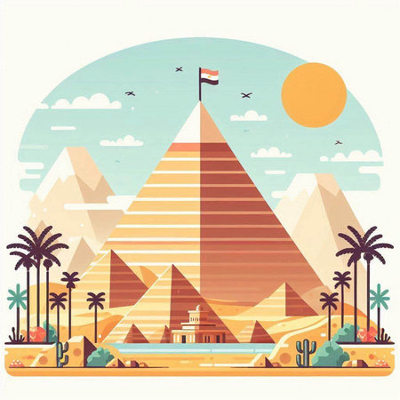 pyramid of Giza in Egypt, flat style vector illustration.のイラスト素材
