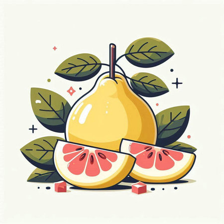 Ripe pears with leaves. Vector illustration in flat style.のイラスト素材