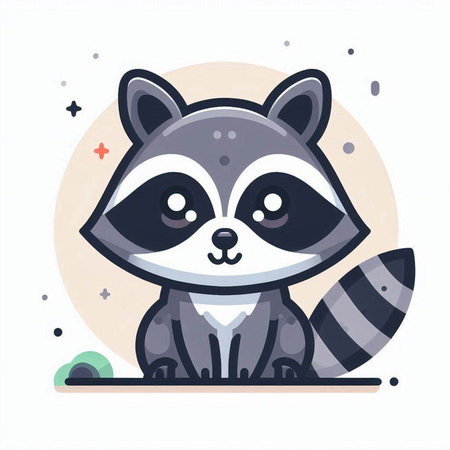 Cute raccoon vector illustration. Cute raccoon character.のイラスト素材