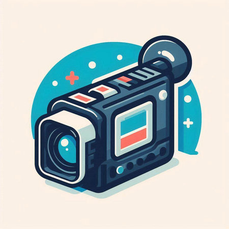 Vector illustration of a video camera on a white background. Flat design.のイラスト素材