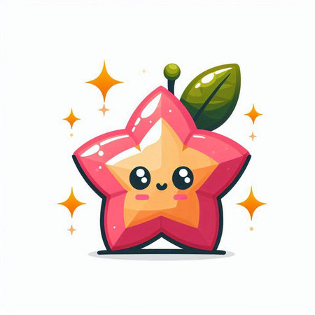 Cute star fruit character. Vector flat cartoon character illustration icon designのイラスト素材
