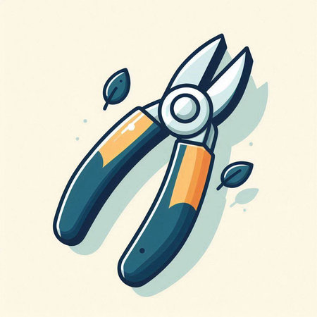 Pruning pliers. Hand drawn vector illustration in cartoon style.のイラスト素材