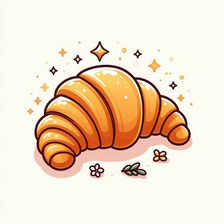 Croissant icon. Vector illustration of a fresh croissant.のイラスト素材