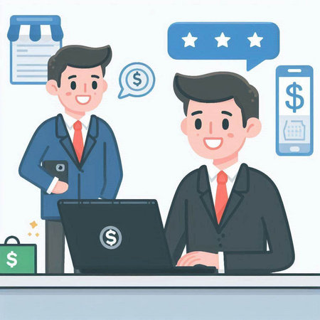 Businessman and customer service, Businessman and customer service, Vector illustrationのイラスト素材