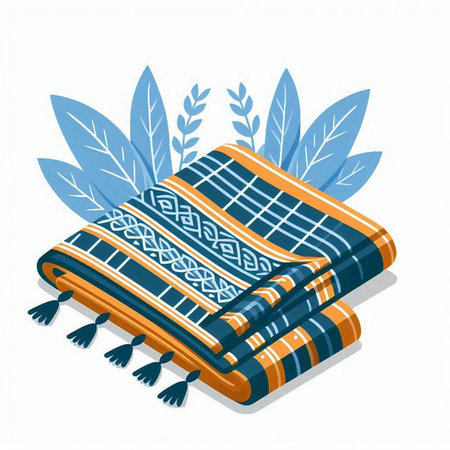 Vector illustration of a hand-woven fabric with a pattern.のイラスト素材